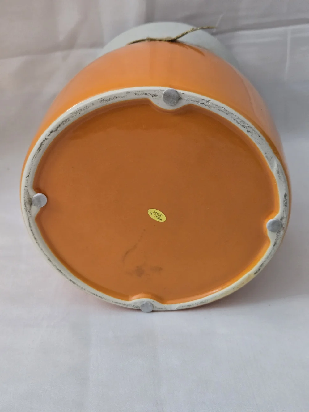 Orange Ceramic Accent Vase with Gold Leaf Charm